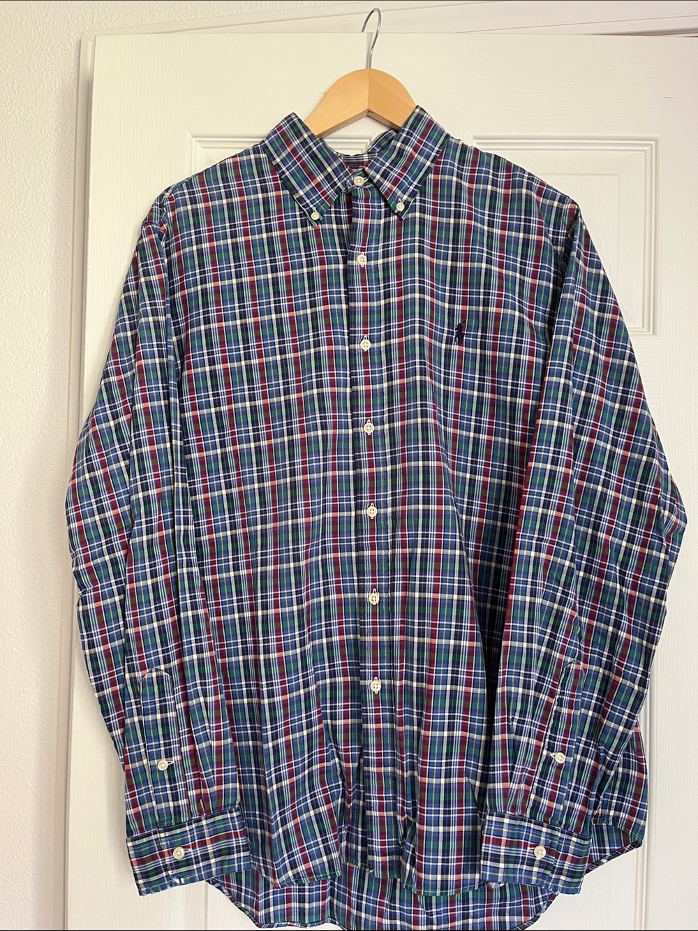 Polo by Ralph Lauren Men's Navy, Green & Red Plaid Button-Down Shirt